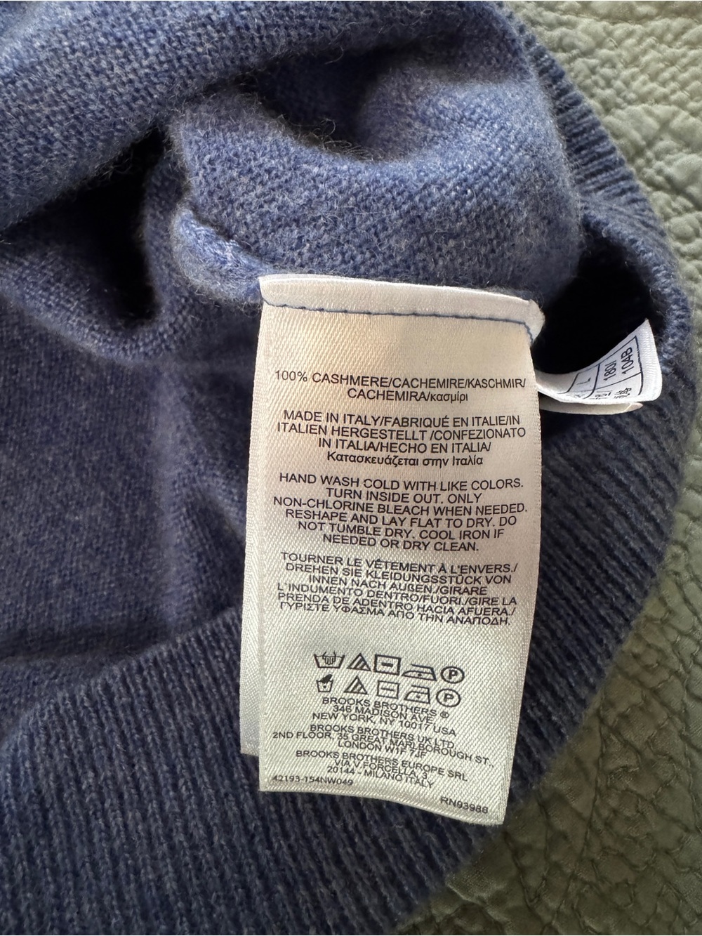 Brooks Brothers 2-Ply Scottish Cashmere V-Neck Cashmere Sweater in Blue - Picture 4 of 5